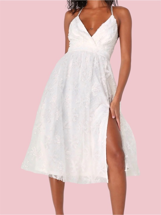 Lulus Dresses & Skirts - Lulu's Angelic Moment White Swiss Dot Sequin‎ Tulle Midi Dress